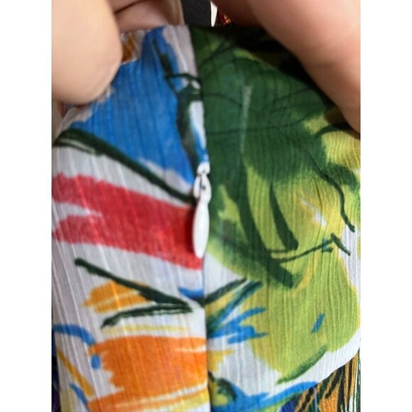 Lane Bryant Floral Dress 18 Blue Tank Midi Retro Tropical 80s Flowy Feminine - Picture 10 of 13